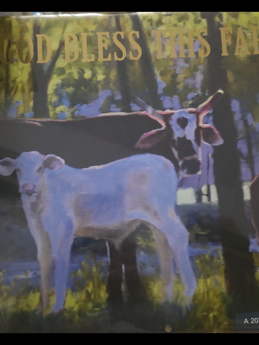 God Bless This Farm Blue Cow Wall Calendar - Unbranded